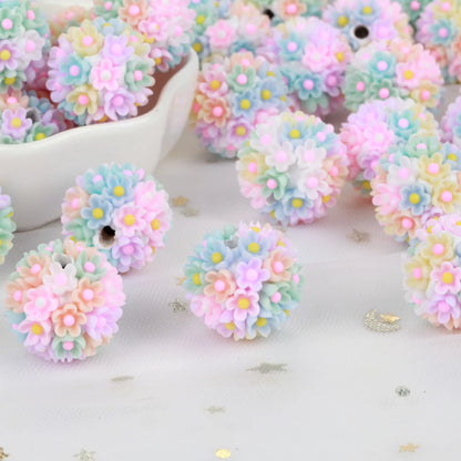 20mm 20pcs Colorful Flower Ball Polymer Clay Acrylic Beads For Jewelry Making DIY Necklace Bracelet Earring Accessories Lover