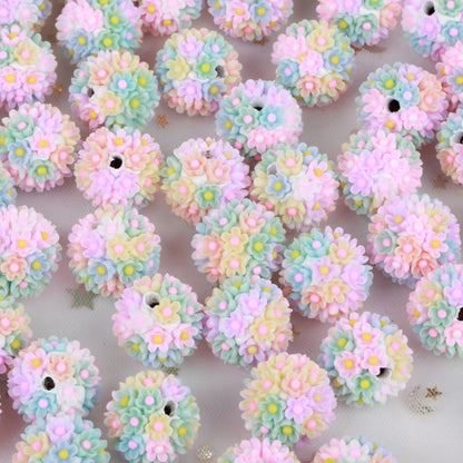 20mm 20pcs Colorful Flower Ball Polymer Clay Acrylic Beads For Jewelry Making DIY Necklace Bracelet Earring Accessories Lover