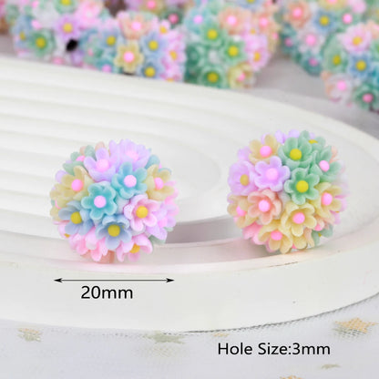 20mm 20pcs Colorful Flower Ball Polymer Clay Acrylic Beads For Jewelry Making DIY Necklace Bracelet Earring Accessories Lover
