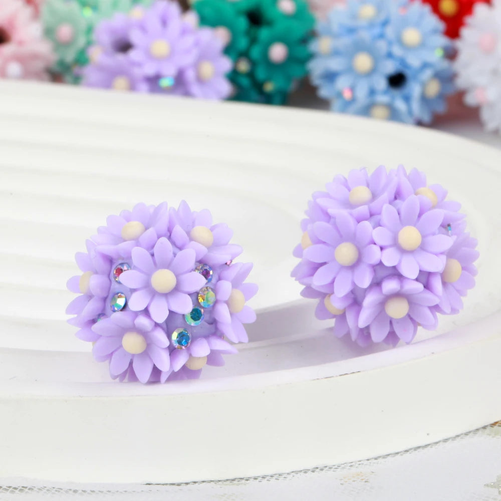 20mm 20pcs Daisy Flower Ball Red Polymer Clay Acrylic Beads For Jewelry Making DIY Necklace Bracelets Earring Accessories