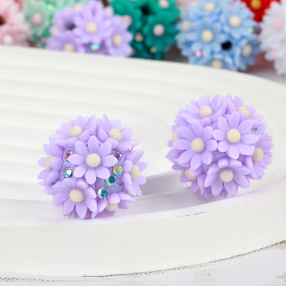 20mm 20pcs Daisy Flower Ball Red Polymer Clay Acrylic Beads For Jewelry Making DIY Necklace Bracelets Earring Accessories