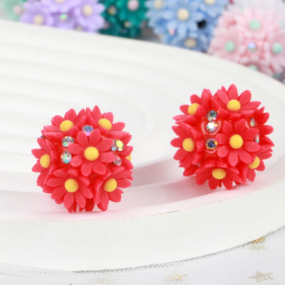 20mm 20pcs Daisy Flower Ball Red Polymer Clay Acrylic Beads For Jewelry Making DIY Necklace Bracelets Earring Accessories