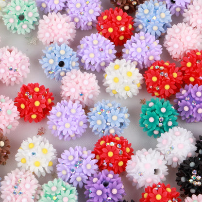 20mm 20pcs Daisy Flower Ball Red Polymer Clay Acrylic Beads For Jewelry Making DIY Necklace Bracelets Earring Accessories