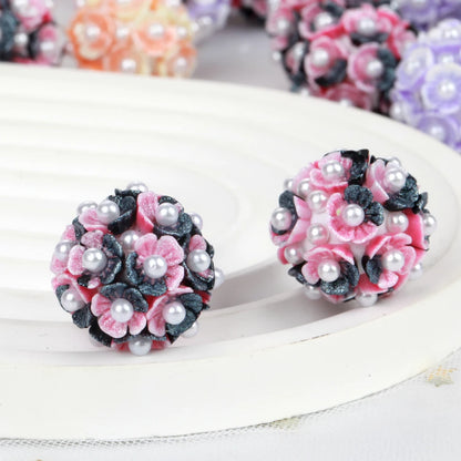 20mm 20pcs Flower Pearl Polymer Clay Lover Gift Acrylic Beads For Jewelry Making DIY Necklace Bracelets Earring Accessories