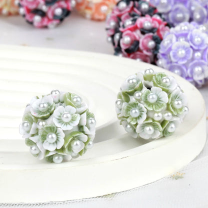 20mm 20pcs Flower Pearl Polymer Clay Lover Gift Acrylic Beads For Jewelry Making DIY Necklace Bracelets Earring Accessories