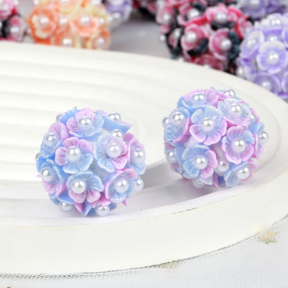 20mm 20pcs Flower Pearl Polymer Clay Lover Gift Acrylic Beads For Jewelry Making DIY Necklace Bracelets Earring Accessories