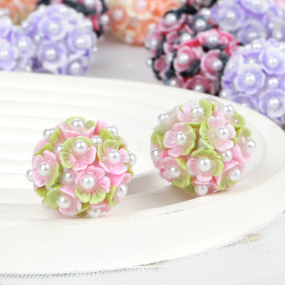 20mm 20pcs Flower Pearl Polymer Clay Lover Gift Acrylic Beads For Jewelry Making DIY Necklace Bracelets Earring Accessories