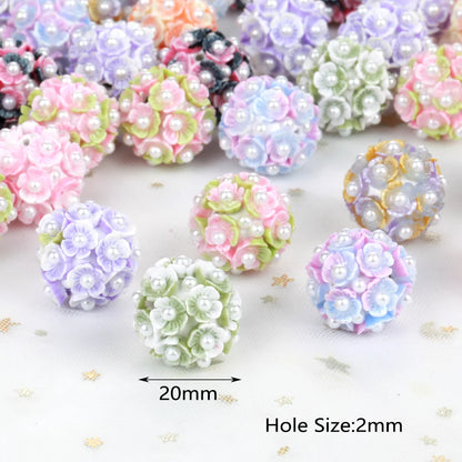 20mm 20pcs Flower Pearl Polymer Clay Lover Gift Acrylic Beads For Jewelry Making DIY Necklace Bracelets Earring Accessories