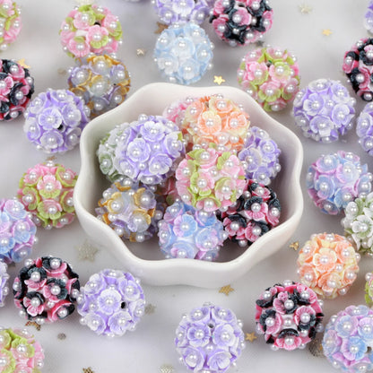 20mm 20pcs Flower Pearl Polymer Clay Lover Gift Acrylic Beads For Jewelry Making DIY Necklace Bracelets Earring Accessories