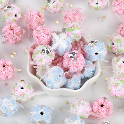 20mm 20pcs Rose Flower Ball Bow Love Polymer Clay Acrylic Beads For Jewelry Making DIY Necklace Bracelets Earring Accessories