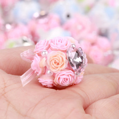 20mm 20pcs Rose Flower Ball Bow Love Polymer Clay Acrylic Beads For Jewelry Making DIY Necklace Bracelets Earring Accessories