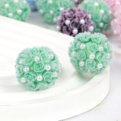 20mm20pcs Rose Flower Ball Pearl Lover Polymer Acrylic Beads For Jewelry Making DIY Necklace Bracelets Earring Accessories