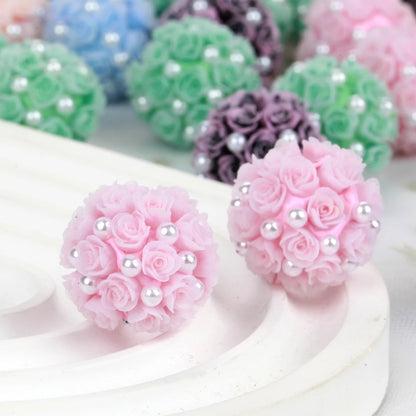 20mm20pcs Rose Flower Ball Pearl Lover Polymer Acrylic Beads For Jewelry Making DIY Necklace Bracelets Earring Accessories