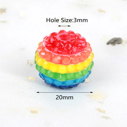 20mm 1-5pcs Charm Rainbow Shiny Polymer Clay Faceted Acrylic Beads For Jewelry Making DIY Necklace Bracelets Earring Accessories