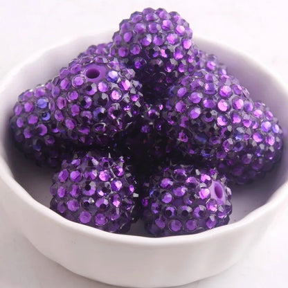 20mm 50pcs Colorful Resin Rhinestone Ball  Plating Beads For Pen Beadable