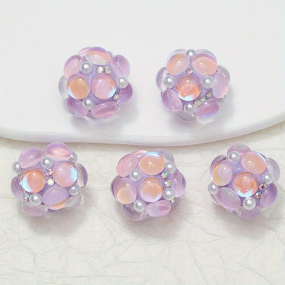 20mm 3pcs Circle Glass Rhinestones Pearl Mermaid Bead Polymer Clay Beads Round Pen Decorations Handmade Jewelry  DIY Accessory