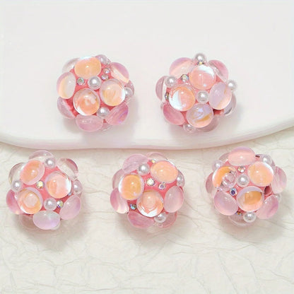 20mm 3pcs Circle Glass Rhinestones Pearl Mermaid Bead Polymer Clay Beads Round Pen Decorations Handmade Jewelry  DIY Accessory