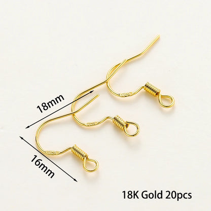20pcs/lot 6 Styles 14K 18K Gold Plated Earring Wires With Ear Hook Earrings Clasp Findings Supplies For  DIY Jewelry Making