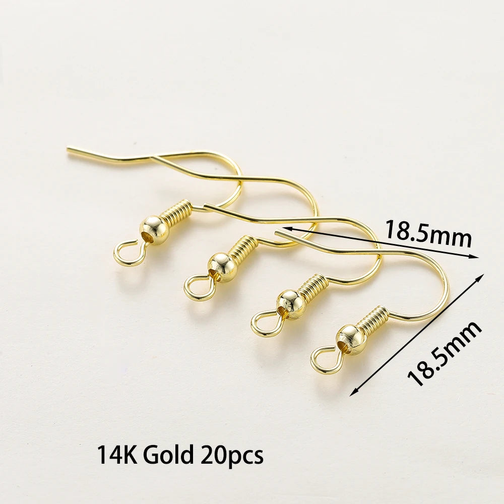 20pcs/lot 6 Styles 14K 18K Gold Plated Earring Wires With Ear Hook Earrings Clasp Findings Supplies For  DIY Jewelry Making