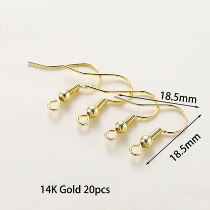 20pcs/lot 6 Styles 14K 18K Gold Plated Earring Wires With Ear Hook Earrings Clasp Findings Supplies For  DIY Jewelry Making