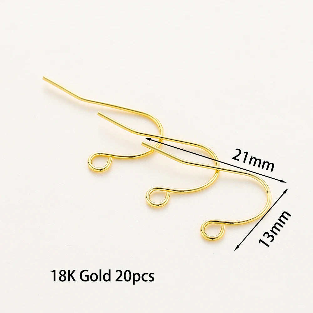 20pcs/lot 6 Styles 14K 18K Gold Plated Earring Wires With Ear Hook Earrings Clasp Findings Supplies For  DIY Jewelry Making