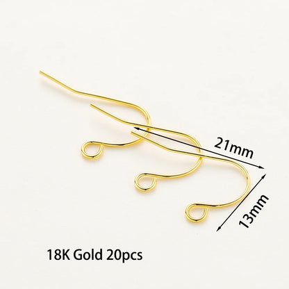 20pcs/lot 6 Styles 14K 18K Gold Plated Earring Wires With Ear Hook Earrings Clasp Findings Supplies For  DIY Jewelry Making
