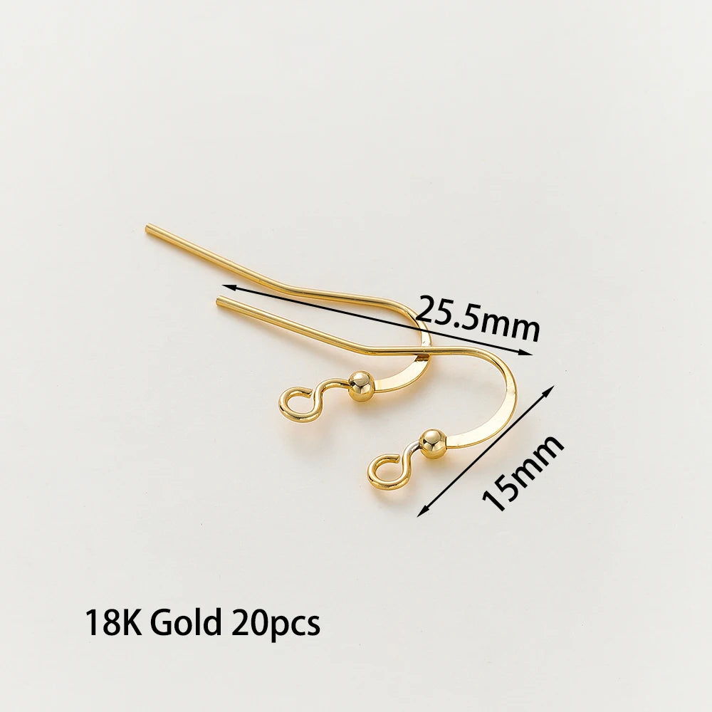 20pcs/lot 6 Styles 14K 18K Gold Plated Earring Wires With Ear Hook Earrings Clasp Findings Supplies For  DIY Jewelry Making