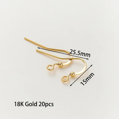 20pcs/lot 6 Styles 14K 18K Gold Plated Earring Wires With Ear Hook Earrings Clasp Findings Supplies For  DIY Jewelry Making
