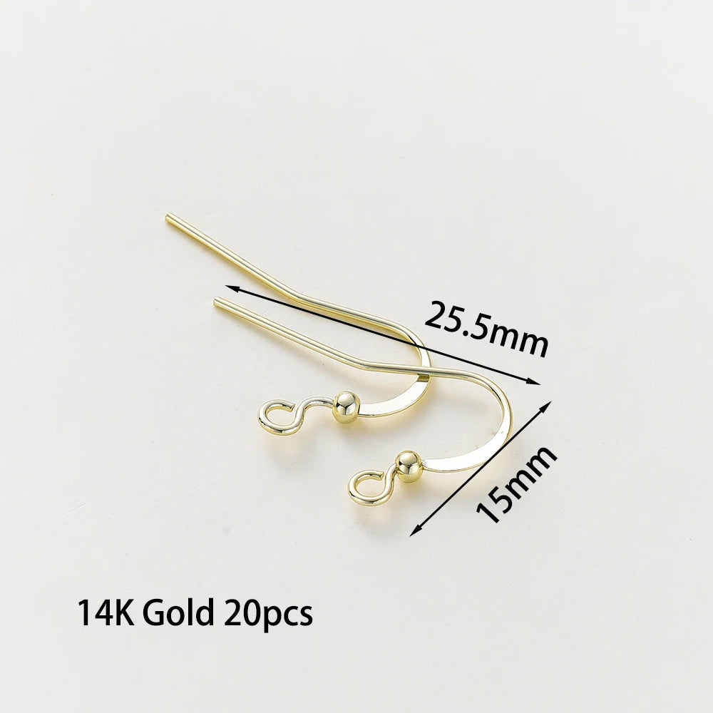 20pcs/lot 6 Styles 14K 18K Gold Plated Earring Wires With Ear Hook Earrings Clasp Findings Supplies For  DIY Jewelry Making