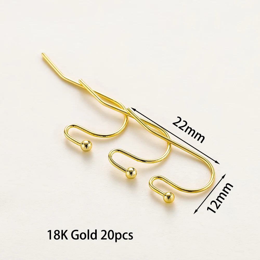 20pcs/lot 6 Styles 14K 18K Gold Plated Earring Wires With Ear Hook Earrings Clasp Findings Supplies For  DIY Jewelry Making