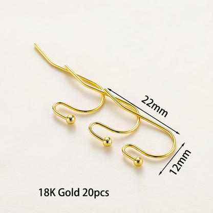 20pcs/lot 6 Styles 14K 18K Gold Plated Earring Wires With Ear Hook Earrings Clasp Findings Supplies For  DIY Jewelry Making
