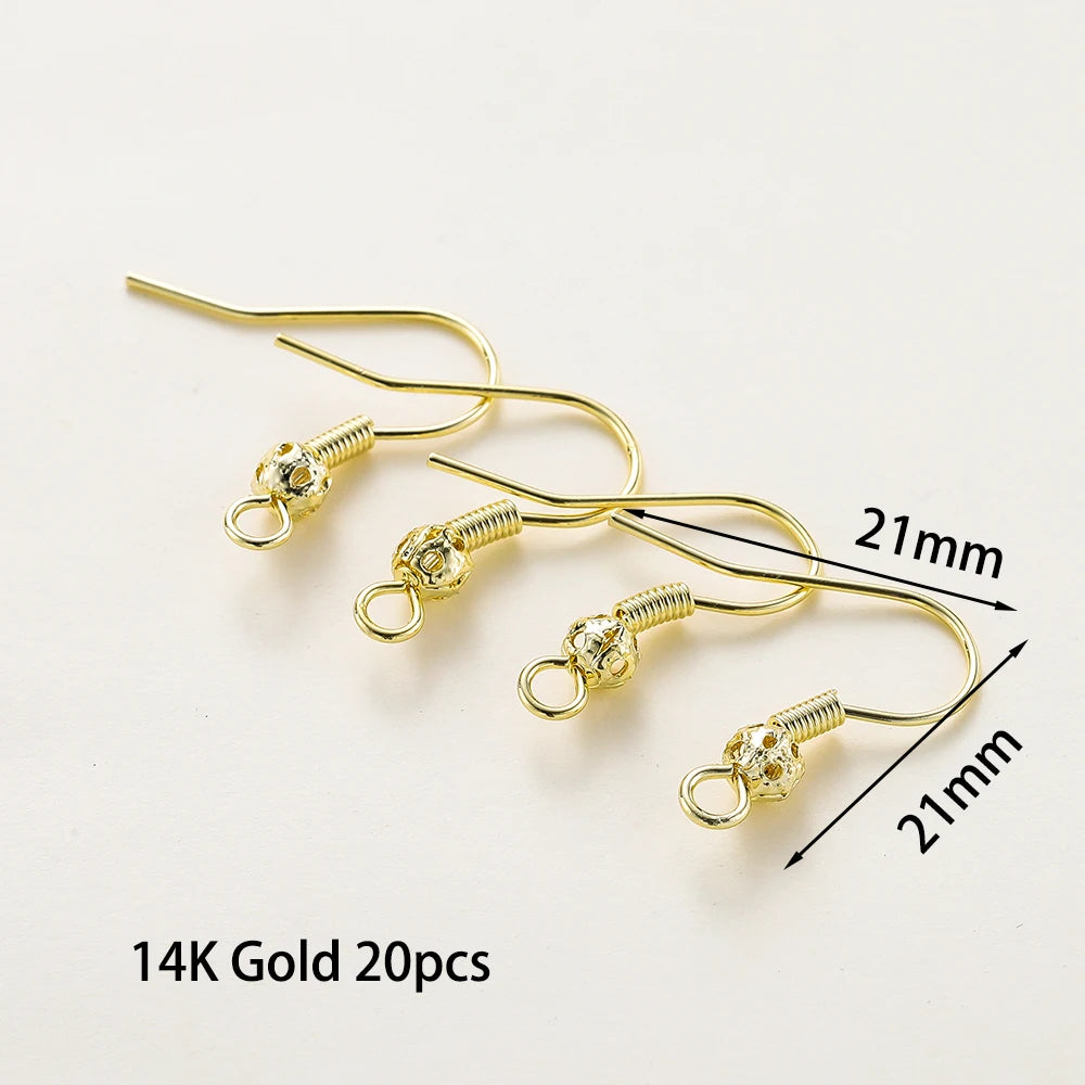 20pcs/lot 6 Styles 14K 18K Gold Plated Earring Wires With Ear Hook Earrings Clasp Findings Supplies For  DIY Jewelry Making
