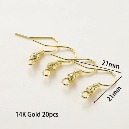 20pcs/lot 6 Styles 14K 18K Gold Plated Earring Wires With Ear Hook Earrings Clasp Findings Supplies For  DIY Jewelry Making