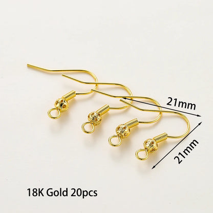 20pcs/lot 6 Styles 14K 18K Gold Plated Earring Wires With Ear Hook Earrings Clasp Findings Supplies For  DIY Jewelry Making