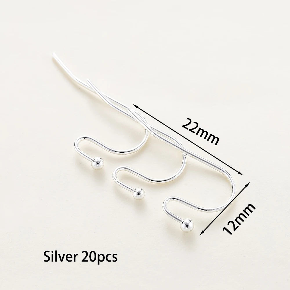20pcs/lot 6 Styles 14K 18K Gold Plated Earring Wires With Ear Hook Earrings Clasp Findings Supplies For  DIY Jewelry Making