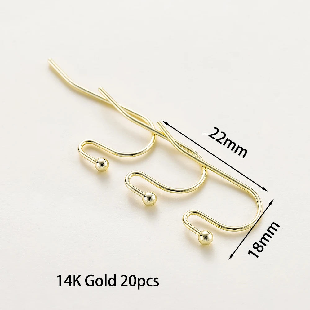 20pcs/lot 6 Styles 14K 18K Gold Plated Earring Wires With Ear Hook Earrings Clasp Findings Supplies For  DIY Jewelry Making