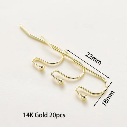 20pcs/lot 6 Styles 14K 18K Gold Plated Earring Wires With Ear Hook Earrings Clasp Findings Supplies For  DIY Jewelry Making