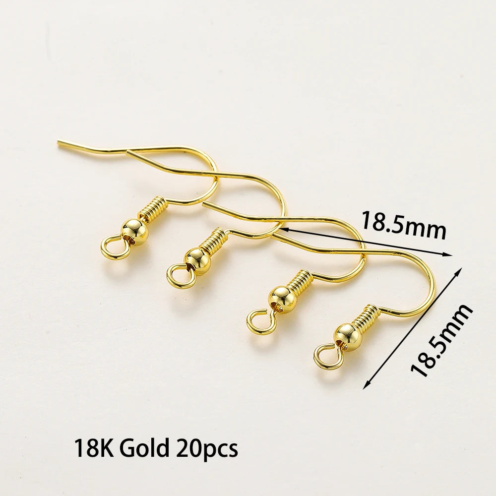 20pcs/lot 6 Styles 14K 18K Gold Plated Earring Wires With Ear Hook Earrings Clasp Findings Supplies For  DIY Jewelry Making