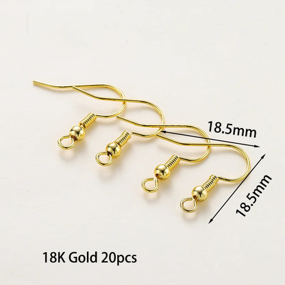 20pcs/lot 6 Styles 14K 18K Gold Plated Earring Wires With Ear Hook Earrings Clasp Findings Supplies For  DIY Jewelry Making