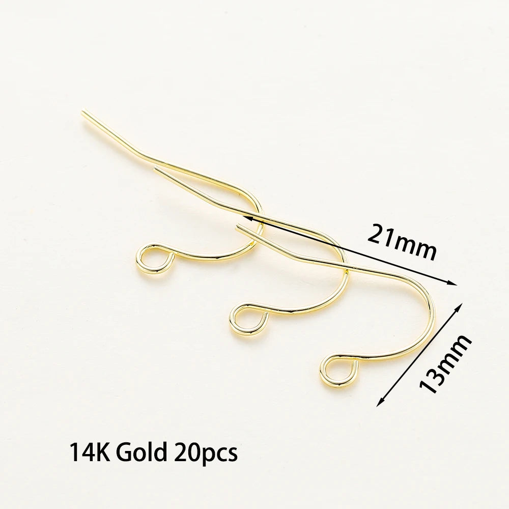 20pcs/lot 6 Styles 14K 18K Gold Plated Earring Wires With Ear Hook Earrings Clasp Findings Supplies For  DIY Jewelry Making
