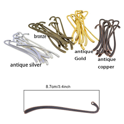 24 Pieces of Hook Bookmark Zinc Alloy Jewelry Findings Making Home Decor Collection Souvenirs DIY Crafts Gifts Bronze