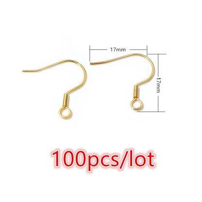 30-100pcs Stainless Steel DIY Earrings Hooks Clasp Findings Handmade Jewelry Making Accessories Earwire Accessories Steel Gold