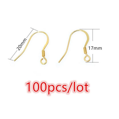 30-100pcs Stainless Steel DIY Earrings Hooks Clasp Findings Handmade Jewelry Making Accessories Earwire Accessories Steel Gold
