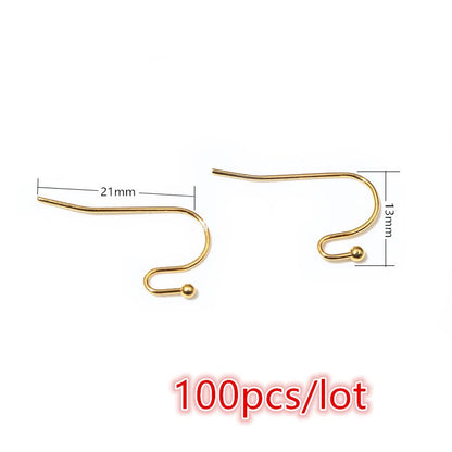 30-100pcs Stainless Steel DIY Earrings Hooks Clasp Findings Handmade Jewelry Making Accessories Earwire Accessories Steel Gold