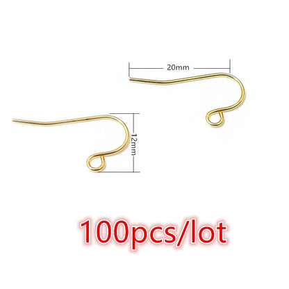 30-100pcs Stainless Steel DIY Earrings Hooks Clasp Findings Handmade Jewelry Making Accessories Earwire Accessories Steel Gold