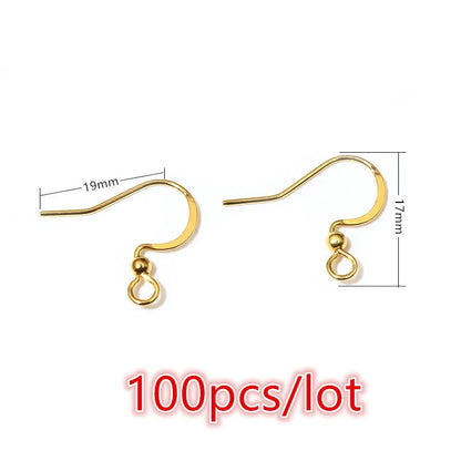 30-100pcs Stainless Steel DIY Earrings Hooks Clasp Findings Handmade Jewelry Making Accessories Earwire Accessories Steel Gold