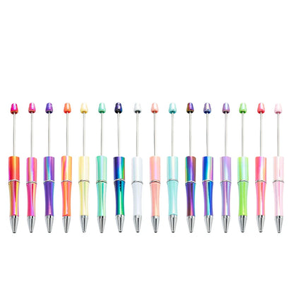 10Pcs UV Gradient Bead Pens Wholesale Students Diy Handmade Plastic Beadable Pen Plastic Ballpoint Pen
