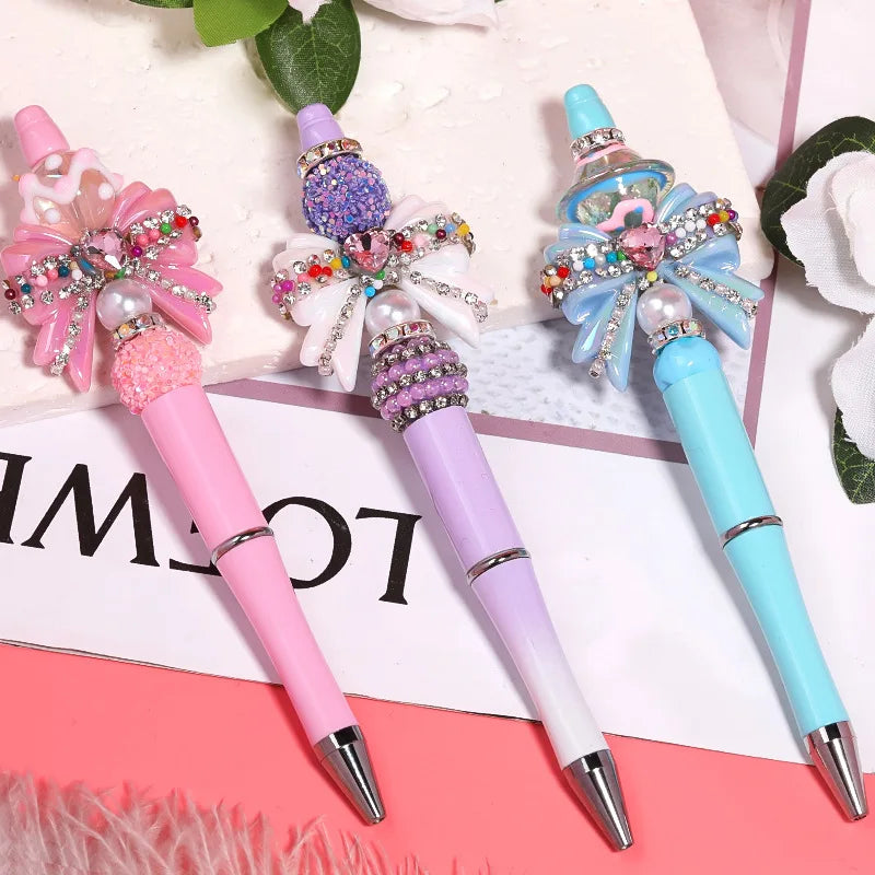 1pcs 32*37mm UV Coated Love Chain Bow Acrylic Beads DIY Pen Bead Phone Keychain Necklace Earring Bracelet Jewelry Making Accessories