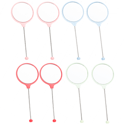 8pcs DIY Beadable Handheld Mirrors Mini Heart/ Round Shape Mirror for DIY Beaded Crafts
