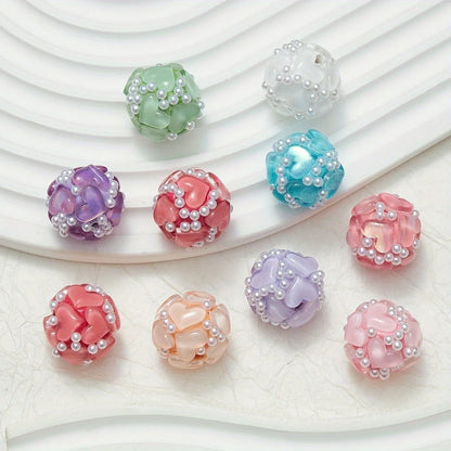 20pcs 20MM Heart Glass Rhinestones Pearls Polymer Clay Beads Round For Pen Decorate DIY Jewelry Keychain Necklace Making